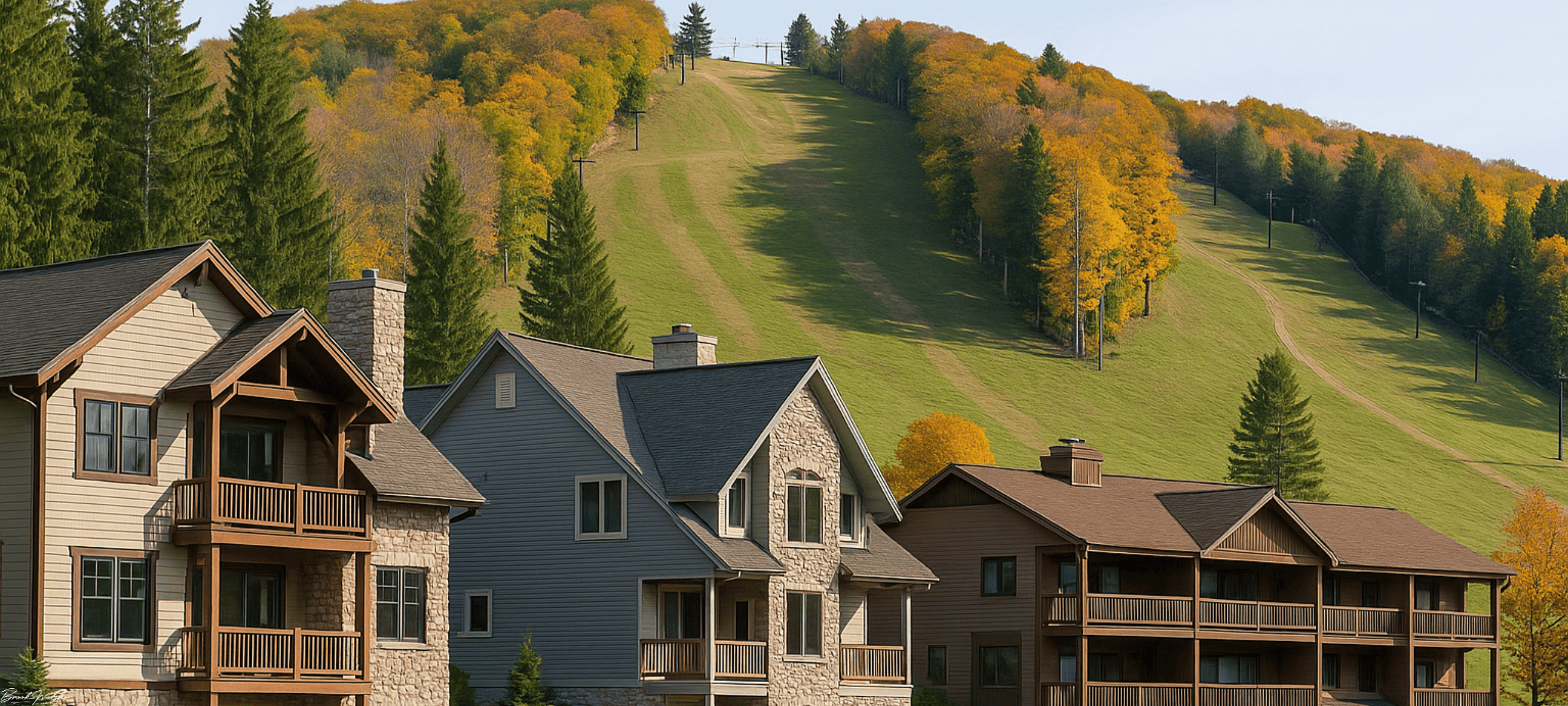 Hamlet Village homes in Harbor Springs with ski slope views